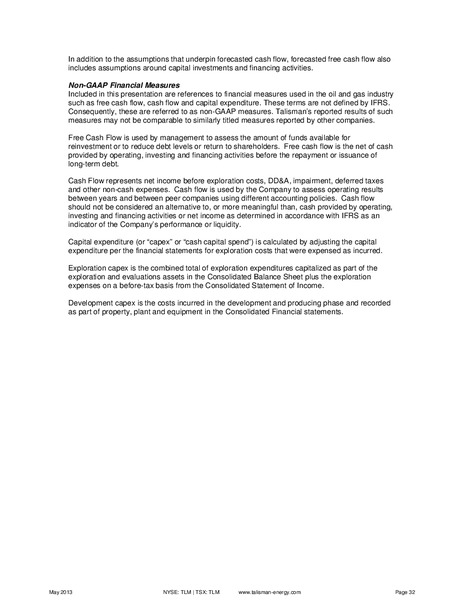Q1 2013 EARNINGS CALL – Talisman Energy Inc. – slide 33