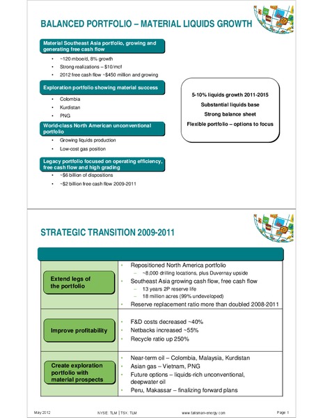 MAY 2012 INVESTOR OPEN HOUSE INTRODUCTION – Talisman Energy Inc. – slide 2