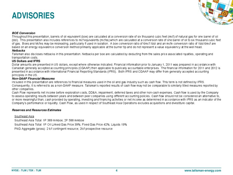 CAPP INVESTMENT SYMPOSIUM – Talisman Energy Inc. – slide 3