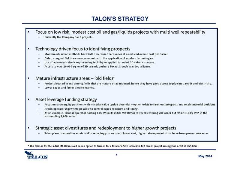 ANNUAL GENERAL MEETING – Talon Petroleum Limited – slide 7