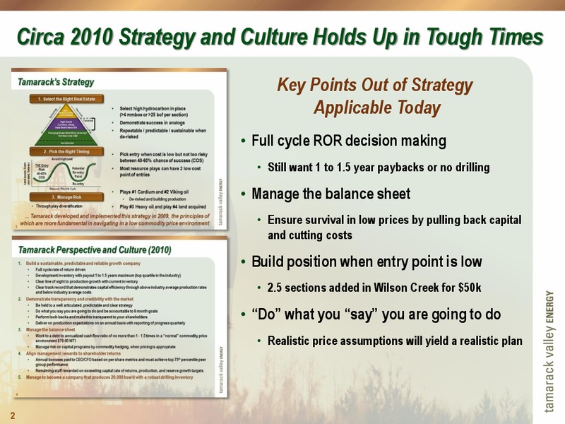 MARCH 2015 CORPORATE PRESENTATION – Tamarack Valley Energy Ltd. – slide 2
