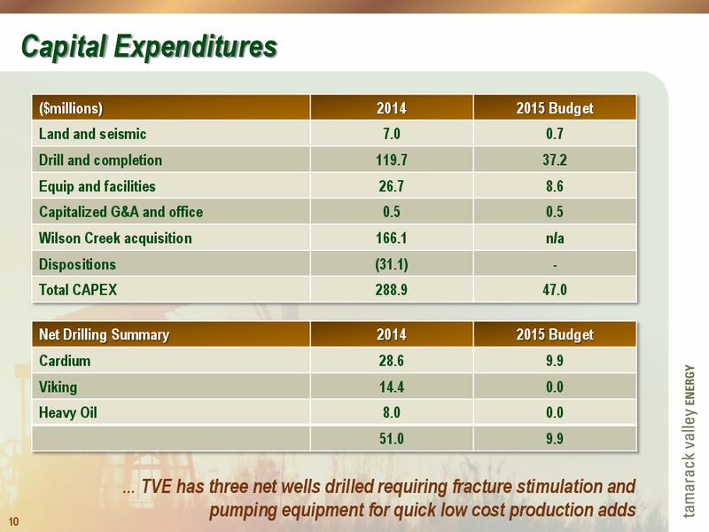MARCH 2015 CORPORATE PRESENTATION – Tamarack Valley Energy Ltd. – slide 10