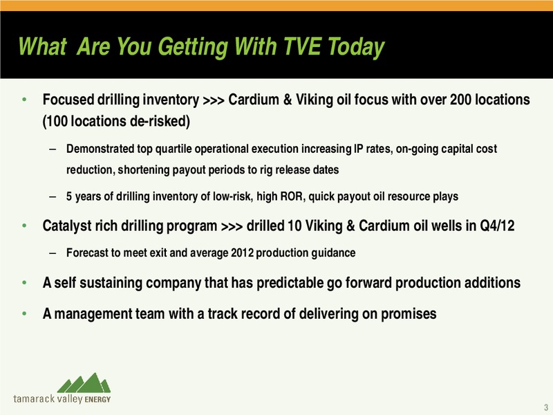 2012 CAPP CONFERENCE – Tamarack Valley Energy Ltd. – slide 2