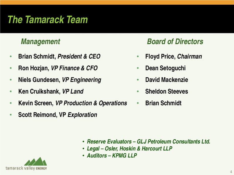 2012 CAPP CONFERENCE – Tamarack Valley Energy Ltd. – slide 3