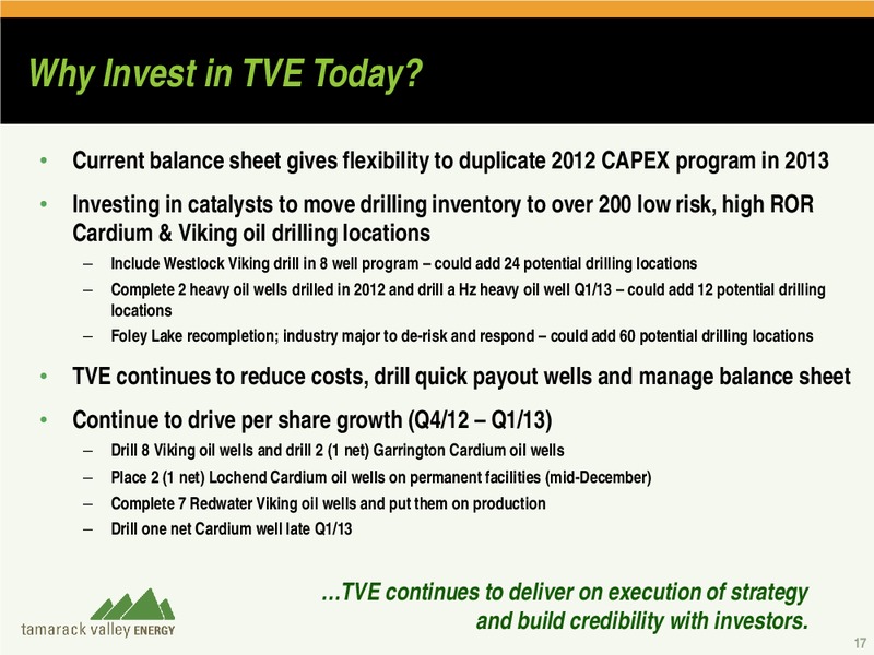 2012 CAPP CONFERENCE – Tamarack Valley Energy Ltd. – slide 16