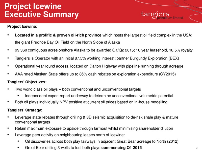 JANUARY 2015 CORPORATE PRESENTATION – 88 Energy Limited – slide 2