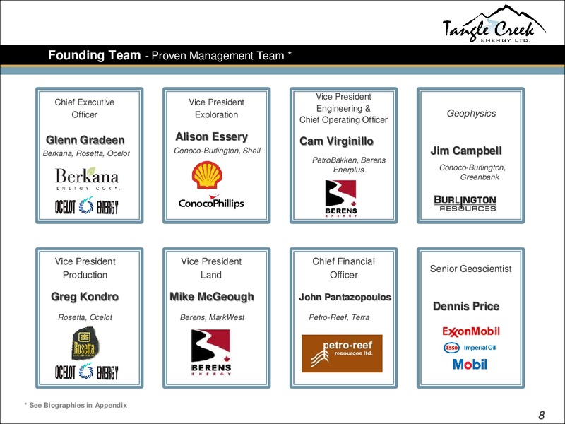 CORPORATE PRESENTATION – Tangle Creek Energy Ltd. – slide 8