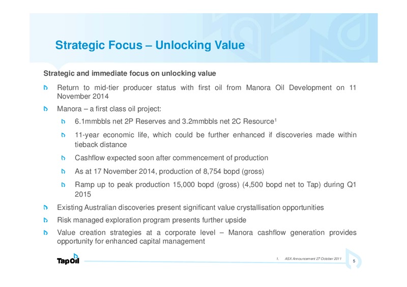 Investor Presentation – Tap Oil – slide 3