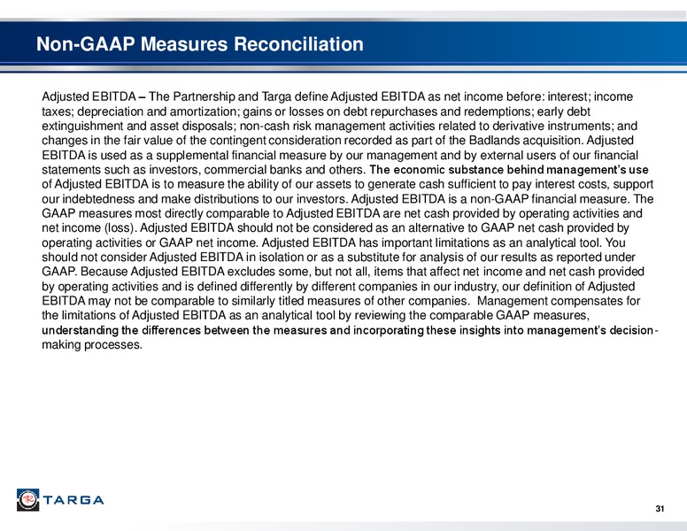 JP MORGAN 2ND ANNUAL UTILITY & MIDSTREAM 1X1 CORPORATE ACCESS DAY – Targa Resources Corp. – slide 29