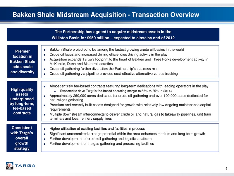 WELLS FARGO SECURITIES PIPELINE MLP AND ENERGY SYMPOSIUM – Targa Resources Partners Lp – slide 4