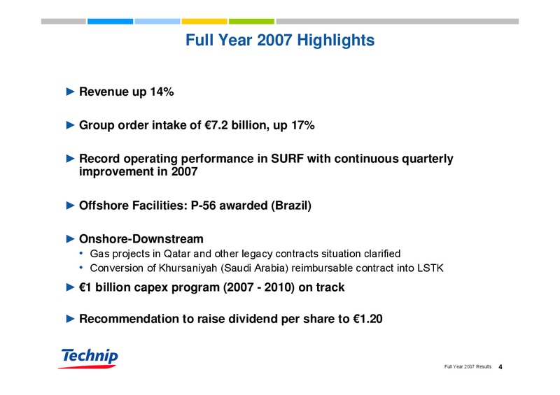 FEBRUARY 2007 RESULTS – Technip – slide 4