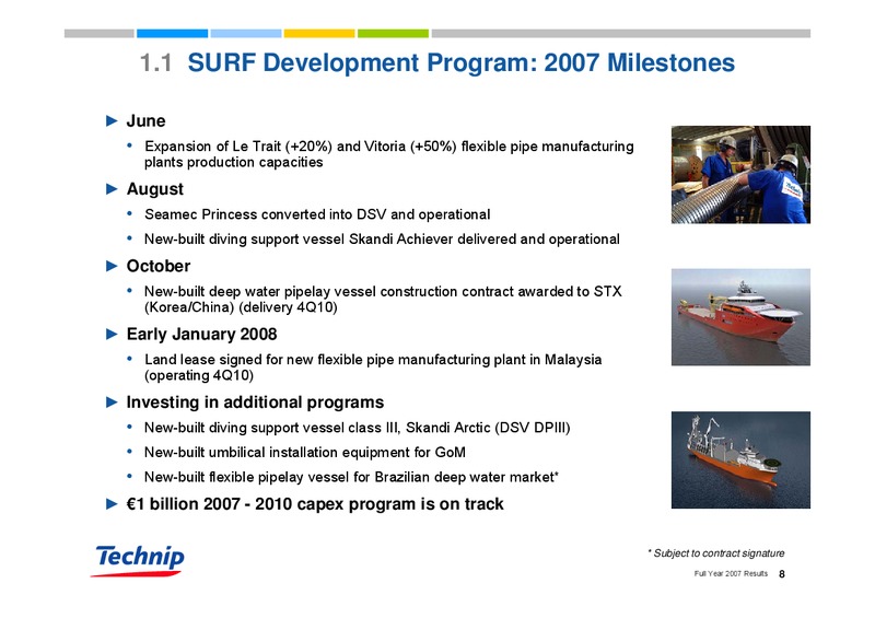 FEBRUARY 2007 RESULTS – Technip – slide 8