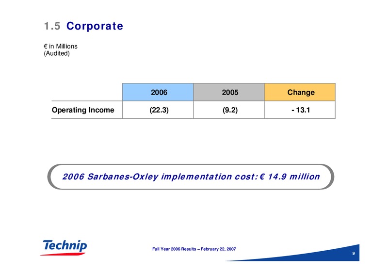 FEBRUARY 2006 RESULTS – Technip – slide 9