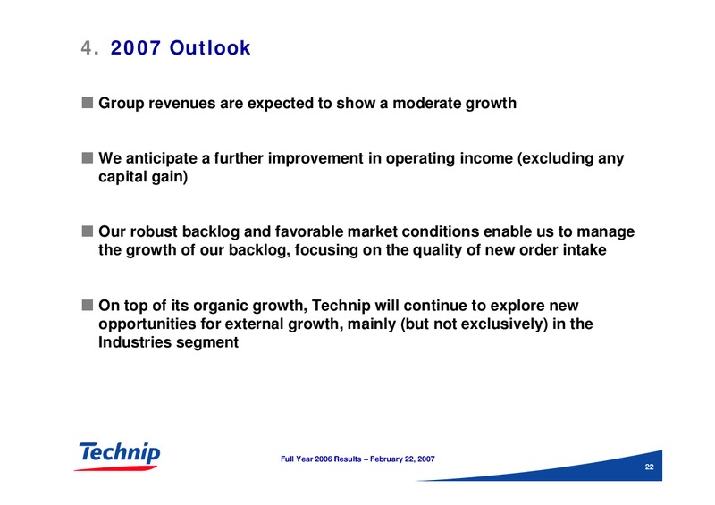 FEBRUARY 2006 RESULTS – Technip – slide 22