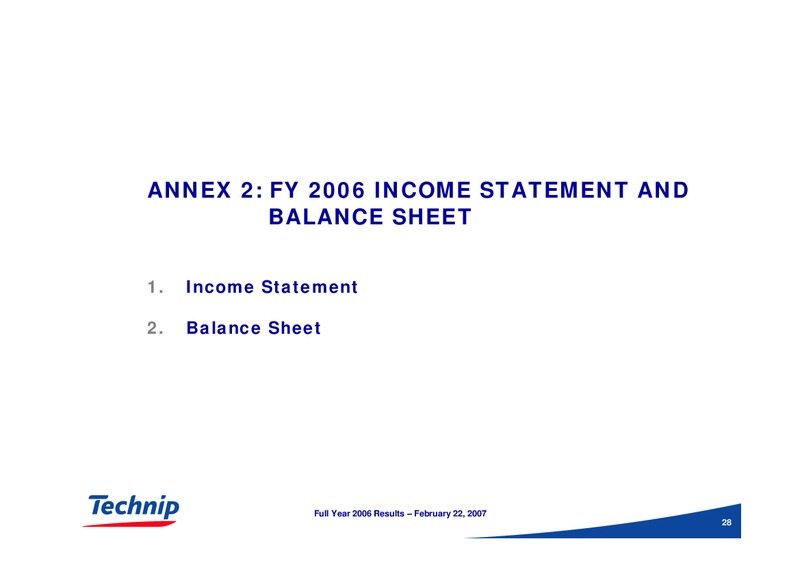 FEBRUARY 2006 RESULTS – Technip – slide 27