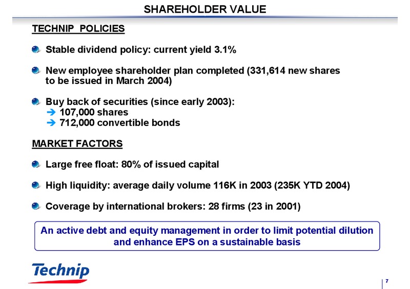 FEBRUARY 2003 RESULTS – Technip – slide 7
