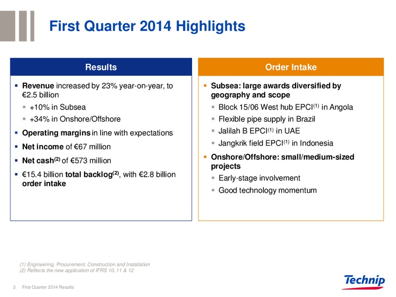Q1 2014 RESULTS – Technip – slide 2
