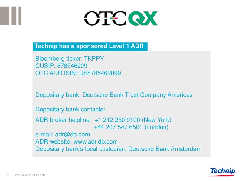 Q1 2014 RESULTS – Technip – slide 55