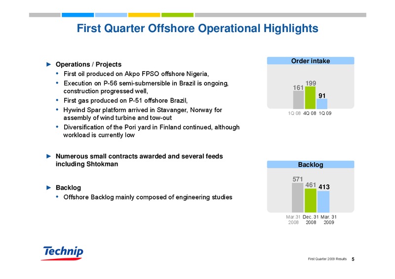 Q1 2009 RESULTS – Technip – slide 5