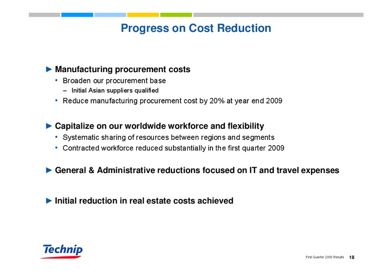Q1 2009 RESULTS – Technip – slide 18