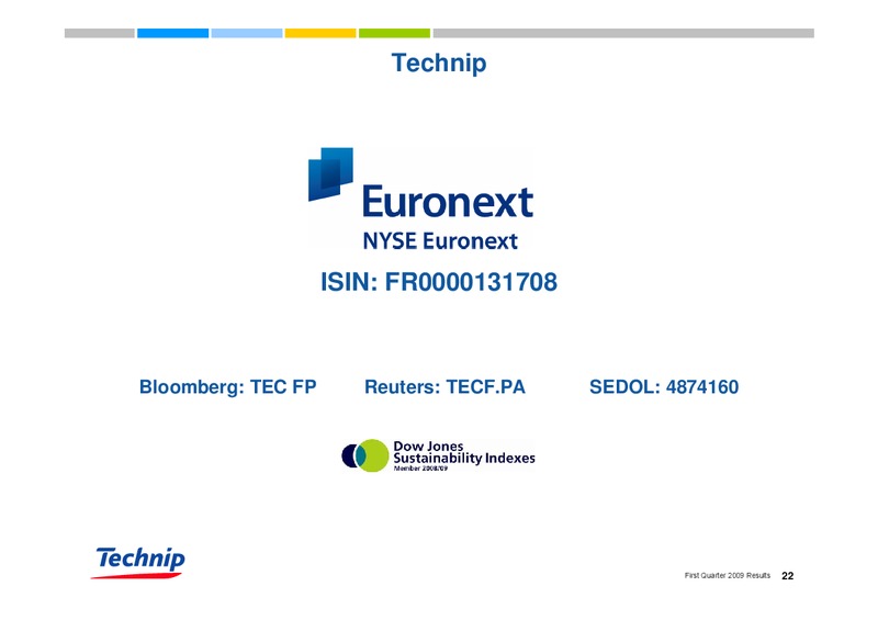 Q1 2009 RESULTS – Technip – slide 21