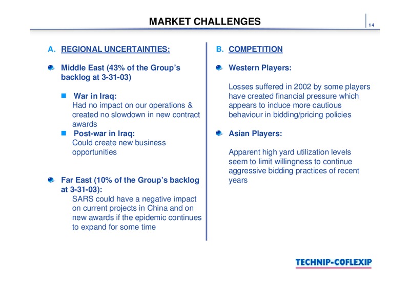 Q1 2003 RESULTS – Technip – slide 14