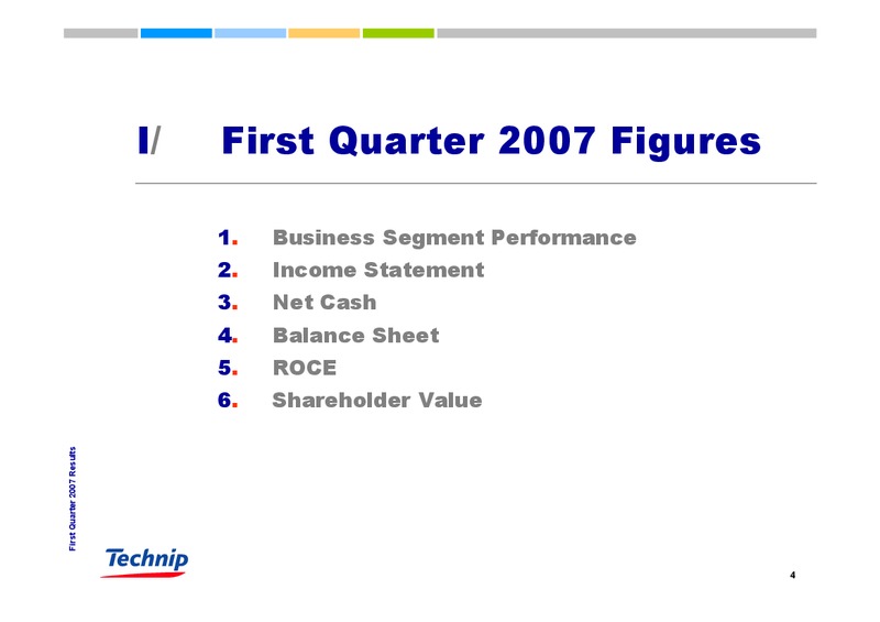 Q1 2007 RESULTS – Technip – slide 4
