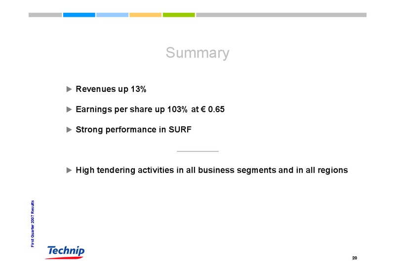 Q1 2007 RESULTS – Technip – slide 20