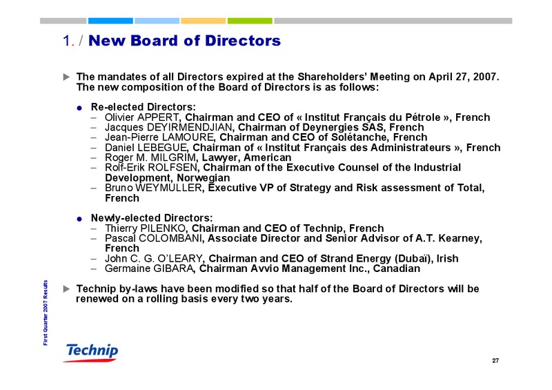 Q1 2007 RESULTS – Technip – slide 26