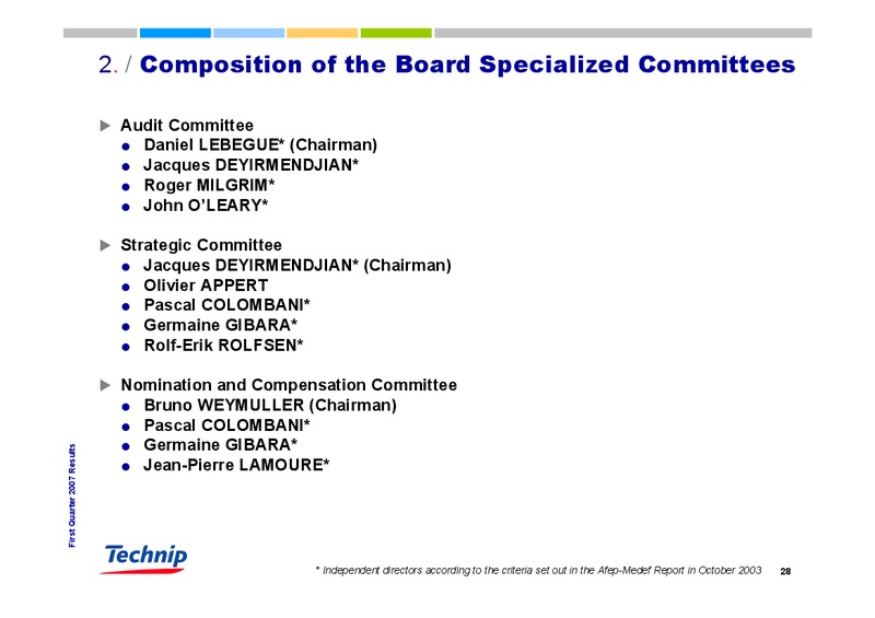 Q1 2007 RESULTS – Technip – slide 27