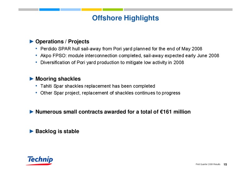 Q1 2008 RESULTS – Technip – slide 15