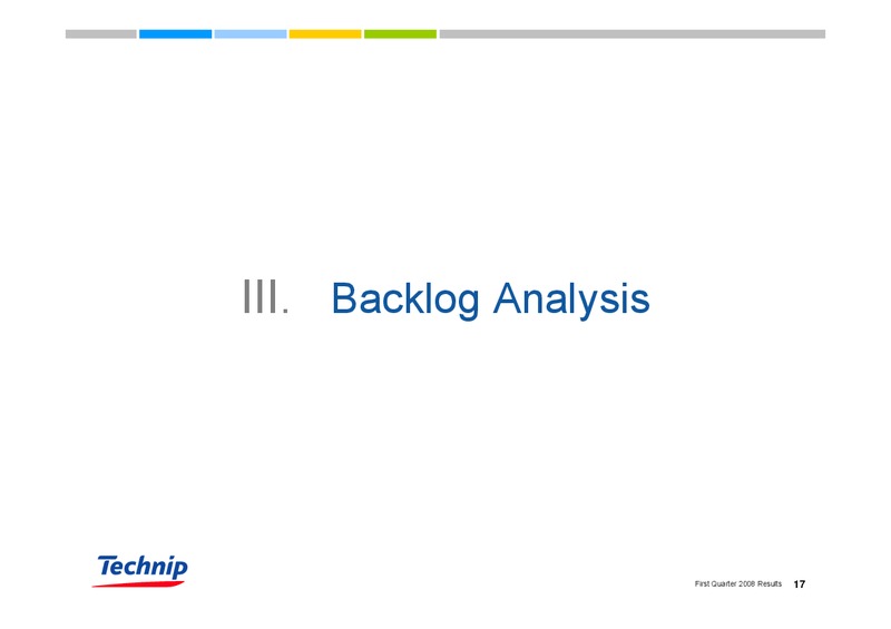 Q1 2008 RESULTS – Technip – slide 17