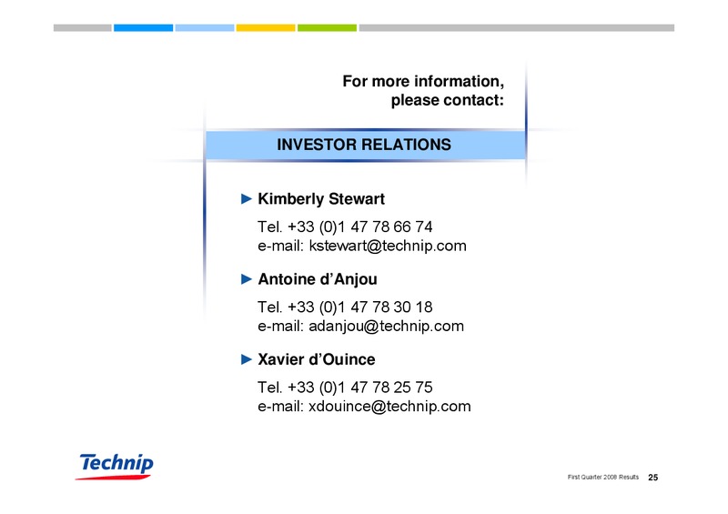 Q1 2008 RESULTS – Technip – slide 24