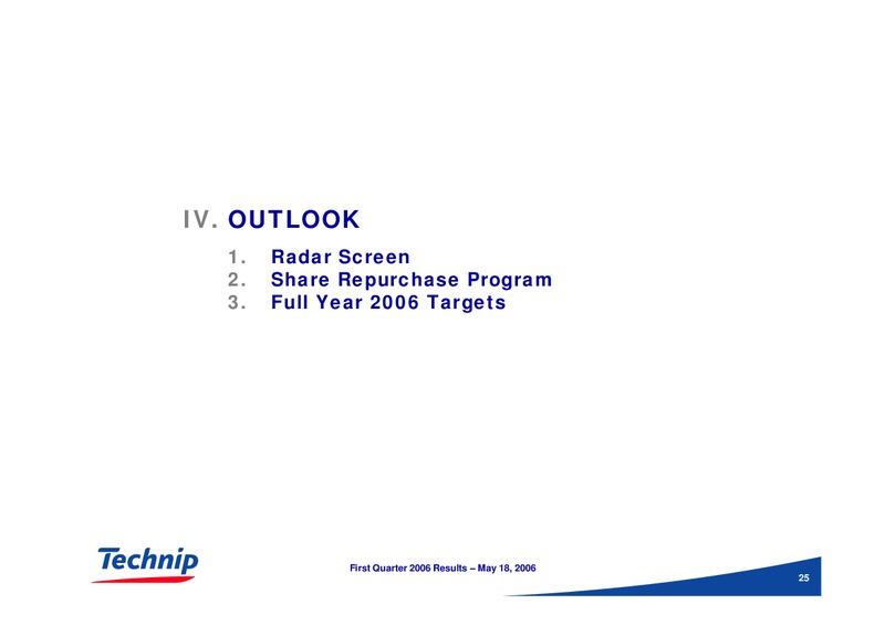 FIRST QUARTER 2006 RESULTS – Technip – slide 25