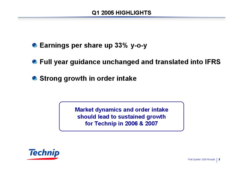 Q1 2005 RESULTS – Technip – slide 2