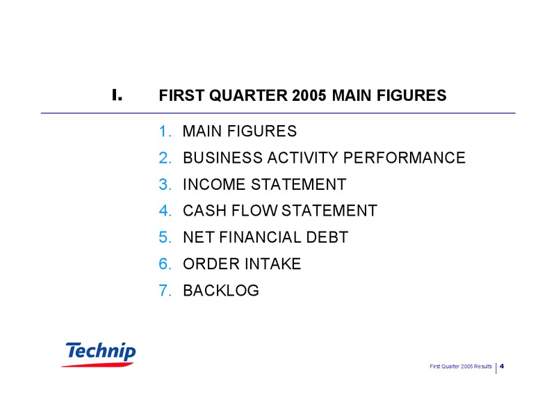 Q1 2005 RESULTS – Technip – slide 4