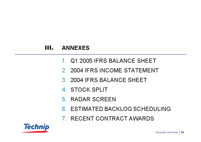Q1 2005 RESULTS – Technip – slide 17