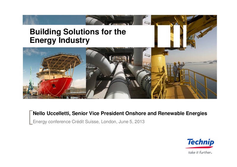 BUILDING SOLUTIONS FOR THE ENERGY INDUSTRY – Technip – slide 1