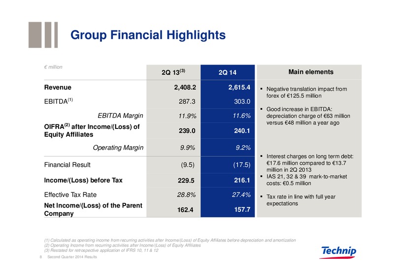 Q2 FULL YEAR 2014 RESULTS – Technip – slide 7