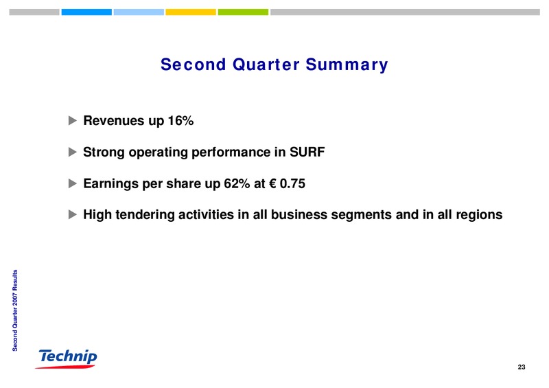 Q2 2007 RESULTS – Technip – slide 23