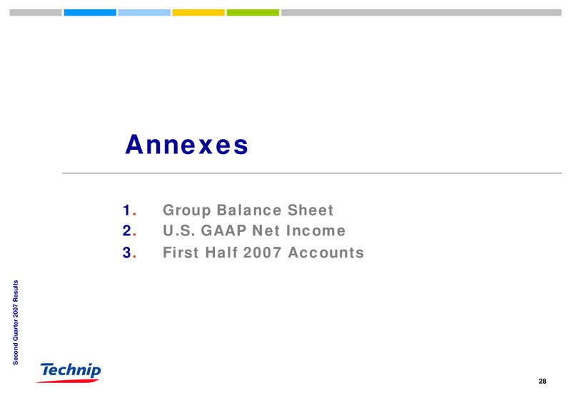 Q2 2007 RESULTS – Technip – slide 27