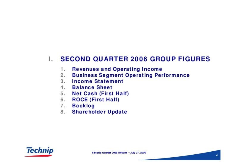 Q2 2006 RESULTS – Technip – slide 4