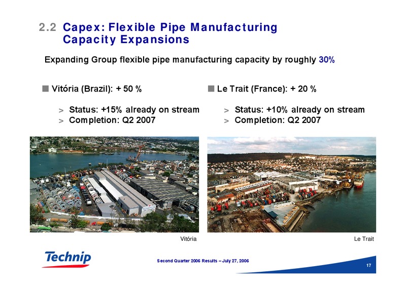 Q2 2006 RESULTS – Technip – slide 17