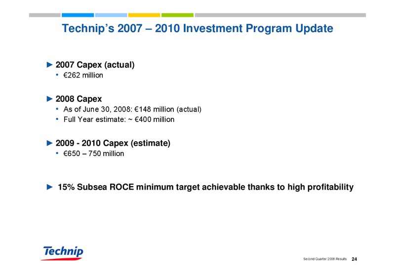 Q2 2008 EARNINGS CALL – Technip – slide 24