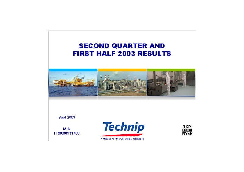 Q1 2003 RESULTS – Technip – slide 1