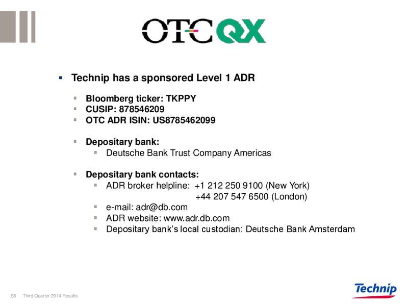 Q3 2014 RESULTS – Technip – slide 57