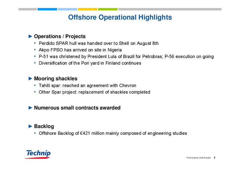 Q3 2008 RESULTS – Technip – slide 7