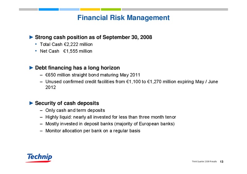 Q3 2008 RESULTS – Technip – slide 13