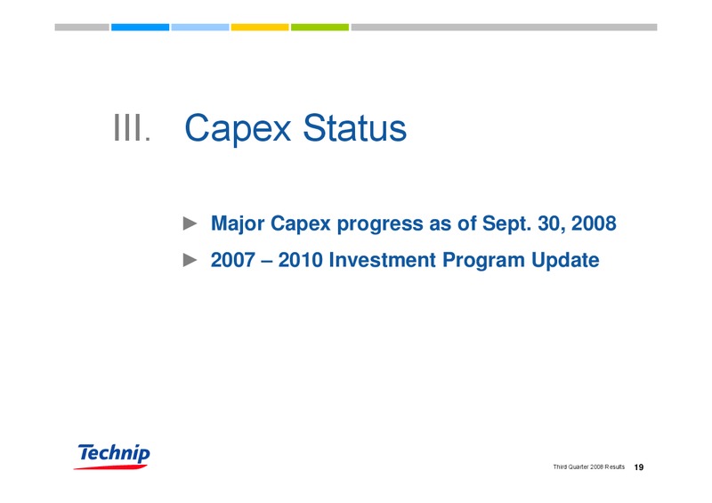 Q3 2008 RESULTS – Technip – slide 19