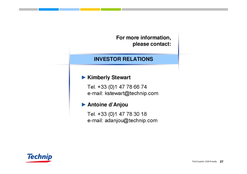 Q3 2008 RESULTS – Technip – slide 26